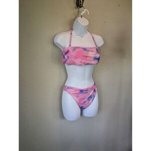 Victoria's Secret Tie Dye Bikini Swimsuit Halter Top &‎ Bottoms Medium SET